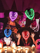 Venobat Halloween Mask LED Light Up Mask for Adults Kids - 4 Pack Cool Neon Glow Mask with Dark and Evil Glowing Eyes 3 Lighting Modes El Wire for Halloween Costume Festival Cosplay (Red+Blue+Purple+Green) - Glow-Paradise