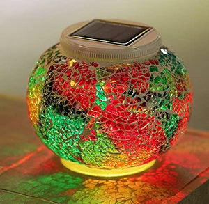 WSgift Color Changing Solar Powered Glass Mosaic Ball Led Garden Lights, Rechargeable Solar Table Lights, Outdoor Waterproof Solar Night Lights Table Lamps for Decorations, Ideal Gifts - Glow-Paradise