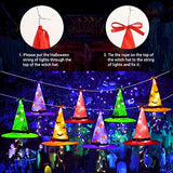 Joomer Halloween Decorations Lighted Witch Hats, 8Pcs Hanging Glowing Witch Hats 44ft Halloween Outdoor Lights String with 8 Lighting Modes for Outdoor, Garden, Yard, Tree - Glow-Paradise
