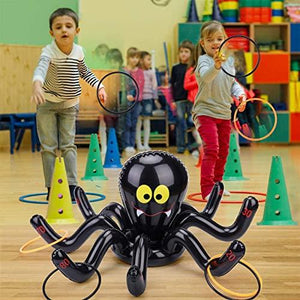 Sizonjoy Halloween Inflatable Spider Ring Toss Game Set with 4 Rings,Halloween Decorations for Halloween Party Favors Indoors Outdoors Party Game - Glow-Paradise