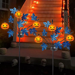 Brwoynn 30 Inches Solar Halloween Yard Decorations, Outdoor LED Solar Powered Pumpkin Halloween Pathway Lights, Metal Garden Stakes Lawn Yard Ornament, Set of 2 - Glow-Paradise