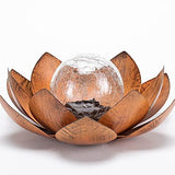 Huaxu Solar Light Outdoor Waterproof Garden Light Metal Glass Decorative LED Lotus Flower Table Lamp - Glow-Paradise