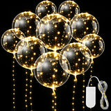 10 Pcs Bobo Balloons, 10 Pcs String LED Light up Balloons with Clear Balloons for Helium Tank Birthday Party Wedding House Decorations, Warm White - Glow-Paradise