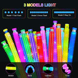 Halloween Light Up Toys for Kids -18 Pack LED Pop Pipes Tubes Bracelets Glow in The Dark Sticks Fidget Toys, Neon Rainbow Birthday Wedding Music Party Favors Supplies Goodie Bag Stuffers Gifts - Glow-Paradise