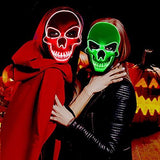Skull Mask Scary Halloween Mask for Halloween Light Up Skull Mask Festival Party with 3 Flash Modes Green - Glow-Paradise