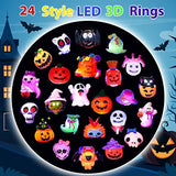 Halloween Party Favors for Kids - 42 PCS LED Halloween Light Up Toys including Necklaces Rings Bracelets Brooches,Glow in the Dark Halloween Decorations,Halloween Treats Non Candy Goodie Bag Fillers - Glow-Paradise