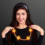 LED Pumpkin Light Up Beads Necklace, Fun Halloween Jewelry - Glow-Paradise