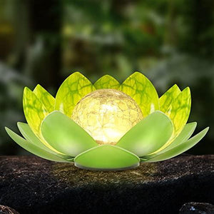Solar Lights Outdoor , Garden Decor , Cracked Globe Glass , Waterproof Metal Solar Garden Light for Pathway , Patio , Lawn , Yard , Ground - Glow-Paradise