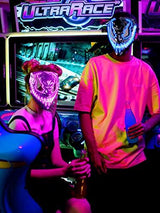Venobat Halloween Mask LED Light Up Mask for Adults Kids - Cool Neon Glow Mask with Dark and Evil Glowing Eyes 3 Lighting Modes El Wire for Halloween Costume Festival Cosplay (Purple) - Glow-Paradise