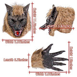 BerrysParadise Halloween Werewolf Mask for Men, Women, Teens, Adults Wolf Mask with Claws Gloves and Realistic Scar Stickers for Scary Party Cosplay Costume （Brown） - Glow-Paradise