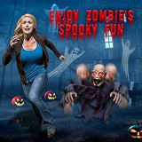 FUSPWEAO Scary Halloween Decorations Outdoor, Sound Induction Animated Zombie Halloween Groundbreaker, Halloween Motion Activated Props, Yard Animatronic Zombie Props with Glowing Eyes Creepy Sound - Glow-Paradise