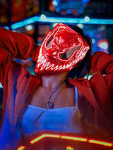 Venobat Halloween Mask LED Light Up Mask for Adults Kids - Cool Neon Glow Mask with Dark and Evil Glowing Eyes 3 Lighting Modes El Wire for Halloween Costume Party Festival Cosplay (Red) - Glow-Paradise