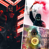 Halloween Mask LED Light Up Scary Mask with Skull Gloves 3 Lighting Modes for Festival Parties Cosplay (purple) - Glow-Paradise