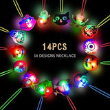 Halloween Lights- 24 pcs Halloween LED Necklace Bracelets Pumpkin Ghost Pirate Spider Eyeball Necklace Halloween Party Favor Light up Flashing Decoration Trick Treats Gift Bag Fillers for Women Men Family Pack - Glow-Paradise
