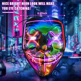 Halloween Purge Mask Light up - CHAOYU LED Scary Face Mask 2 Color Glow Mask with 3 Light Modes Masquerade Costume for Adults Kids Men Women(Red & Purple) - Glow-Paradise