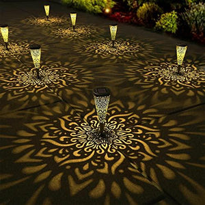 Gardencave 6 Pack Solar Lights Outdoor Garden Decorative Solar Garden Lights with Warm Light Waterproof Solar Pathway Landscape Lights for Path Patio Backyard Walkway Yard Garden Decor (Black, 6Pcs) - Glow-Paradise