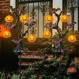 Brwoynn Solar Halloween Yard Decorations, Outdoor LED Solar Powered Pumpkin Tree Halloween Pathway Lights, Metal Garden Stakes Lawn Yard Ornament, Set of 2 - Glow-Paradise