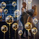 10 Pcs Bobo Balloons, 10 Pcs String LED Light up Balloons with Clear Balloons for Helium Tank Birthday Party Wedding House Decorations, Warm White - Glow-Paradise