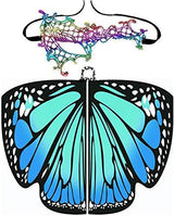 Halloween/Party Prop Soft Fabric Butterfly Wings Shawl Fairy Ladies Nymph Pixie Costume Accessory (168x135CM, Blue) - Glow-Paradise