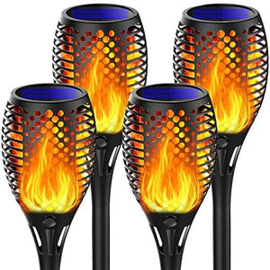Marlrin Solar Lights Outdoor Waterproof Halloween Solar Tiki Torch Light with Flickering Flame Landscape Decoration Large 4 Pack Outside Powered Light Decorative for Garden Patio Yard Pathway Porch - Glow-Paradise