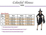 Colorful House Womens Sexy Witch Halloween Fancy Dress Costume Outfit, Black, XL - Glow-Paradise