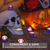Homemory Battery Operated LED Tea Lights, Pack of 24, Flameless Votive Tealights with Flickering Bulb Light, Small Electric Fake Tea Candle Realistic for Wedding, Table, Gift, Outdoor (Purple) - Glow-Paradise