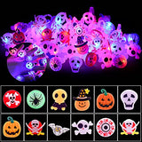 Auney 50 Packs Halloween LED Light Up Rings for Kids, Glow in The Dark Party Supplies Halloween Light up Toys Treat Bag Fillers - Glow-Paradise