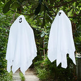 JOYIN 2 pcs Light Up White Hanging Ghost with White LED Lights, 35.4” Hanging Flying Ghost for Halloween Outdoor Yard Tree Porch, Haunted House Decoration - Glow-Paradise