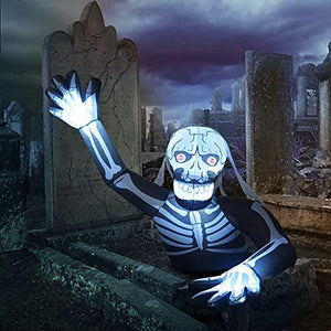 GOOSH 5 FT Height Halloween Inflatables Outdoor Skeleton Zombie Raising a Hand Up with Long Fingers, Blow Up Yard Decoration Clearance with LED Lights Built-in for Holiday/Party/Yard/Garden - Glow-Paradise