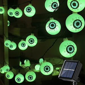 Xingpold Solar Halloween Eyeball String Lights Outdoor, 30 LED 21 FT Halloween Decorations Lights Waterproof with 8 Modes for Outdoor Indoor, Garden, Halloween Party, Holiday, Decorations, Green - Glow-Paradise
