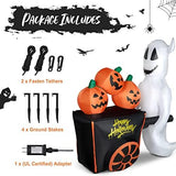 DECORLIFE 6FT Halloween Inflatables, Blow up Ghost with Pumpkin Cart, Outdoor Halloween Decorations with Built-in LED Lights for Lawn, Garden, Yard - Glow-Paradise