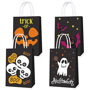 16 PCS Halloween Treat Bags for Kids Trick or Treat Candy Bags, Glow in The Dark Bags with Handles for Halloween Party Favors - Glow-Paradise