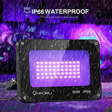 Onforu 2 Pack 50W LED Black Lights, Blacklight Flood Light with Plug, IP66 Waterproof Black Lights for Dance Party, Glow in The Dark, Halloween Lights, Body Paint, Fluorescent Poster, Neon Glow - Glow-Paradise
