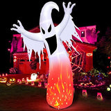 [Rotating Flame] 8 Foot Giant Halloween Inflatables Flame Ghosts Blow Up with Rotating LED Lights Halloween Decorations Outdoor Yard Lawn Garden Home Holiday Decor (6 Stakes 2 Tethers 2 Weight Bags) - Glow-Paradise