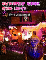 197FT Orange Purple Halloween Lights Outdoor, 500LEDs Plug-in Fairy String Light with 8 Lighting Modes & Timer Waterproof for Home Garden Yard Xmas Holiday Party Thanksgiving Festival Decoration - Glow-Paradise
