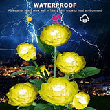 Solar Outdoor Lights 7 Rose Flowers Solar Garden Lights Garden Stake Lights Path Decorative Rose Lights for Patio Yard Pathway Landscape Enlarged Solar Panel (Yellow) - Glow-Paradise