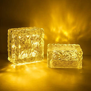 ROSHWEY Solar Ground Lights, 2 Packs Glass Solar Brick Lights with 8 LED Waterproof In-Ground Outdoor Landscape Lighting for Patio Pathway Lawn Yard Deck Driveway Walkway - Glow-Paradise