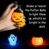 CCINEE Halloween LED Puffer Balls, Light up Stress Relief Ball Toy with Flashing Light Ghost Pumpkin Glowing Novelty Squeeze Stress Relief Toy for Kids Party Favors Bag Fillers Gift Exchange, 3Pack - Glow-Paradise