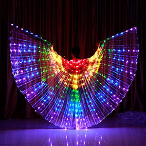 Light Up Wings LED Butterfly Wings Belly Dance Wings with Telescopic Stick for Stage Show Halloween and Christmas Party - Glow-Paradise