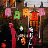 Twinkle Star Halloween 8 Pcs Lighted Hanging Witch Ghost Hats Decorations, Halloween Indoor Outdoor Remote Control String Lights 8 Lighting Modes, Glowing Witch Hat for Garden, Yard, Tree - Glow-Paradise