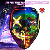 Halloween Purge Mask Light up - CHAOYU LED Scary Face Mask 2 Color Glow Mask with 3 Light Modes Masquerade Costume for Adults Kids Men Women(Yellow & Red) - Glow-Paradise