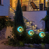 TOMBABY Solar Metal Star Moon Garden Lights -Crackle Glass Globe Outdoor Yard Stake for Lawn, Pathway, Patio or Courtyard - Glow-Paradise