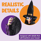 JOYIN Life Size 74" Hanging Animated Witch with LED Eyes and Spooky Sounds for Halloween Decorations - Glow-Paradise