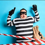URATOT Halloween Robber Costume Set, Include Striped Long Sleeve T-Shirt Knit Cap Gloves Canvas Bags and Eye Mask - Glow-Paradise