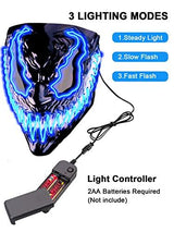Venobat Halloween Mask LED Light Up Mask for Adults Kids - Cool Neon Glow Mask with Dark and Evil Glowing Eyes 3 Lighting Modes El Wire for Halloween Costume Party Festival Cosplay (Blue) - Glow-Paradise