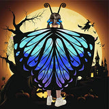 Butterfly Wings for Kids Butterfly Shawl Fairy Girl Cape Nymph Pixie Costume Halloween Accessory Children Size (Starry Blue c) - Glow-Paradise