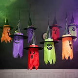 JOYIN 8 Pack 24" Halloween Light up Hanging Ghost with Remote Control, Halloween Light up Hanging Ghost Prop Decoration with Witch Black Hat for Halloween Trees, Patio, Bedroom, House Decorations - Glow-Paradise