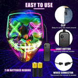 Halloween Purge Mask Light up - CHAOYU LED Scary Face Mask 2 Color Glow Mask with 3 Light Modes Masquerade Costume for Adults Kids Men Women(Green & Pink) - Glow-Paradise