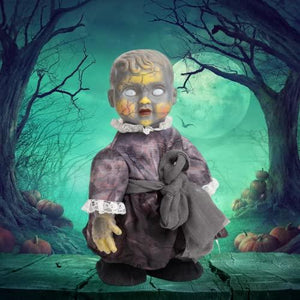HOHO Halloween Decorations Scary Creepy Doll Baby Ghost Voice-Activated Induction with Horrible Sound Walking Doll Flashing Red Led 12 inch - Glow-Paradise