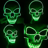 Skull Mask Scary Halloween Mask for Halloween Light Up Skull Mask Festival Party with 3 Flash Modes Green - Glow-Paradise